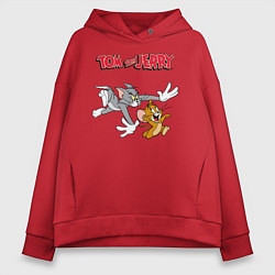 Толстовка оверсайз женская Tom & Jerry, цвет: красный