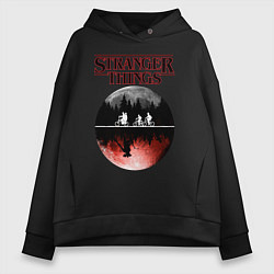 Толстовка оверсайз женская Очень странные дела, цвет: черный