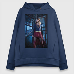 Толстовка оверсайз женская Supergirl, цвет: тёмно-синий