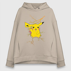 Толстовка оверсайз женская Pikachu, цвет: миндальный