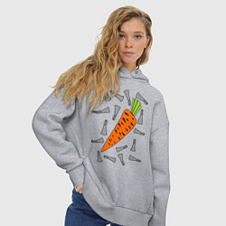 Толстовка оверсайз женская Морковка кролика цвета меланж — фото 2