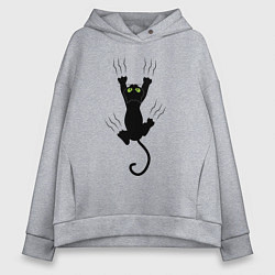 Толстовка оверсайз женская Кот царапыч, цвет: меланж