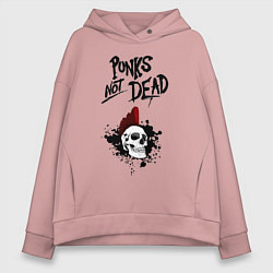 Толстовка оверсайз женская Punks not dead, цвет: пыльно-розовый