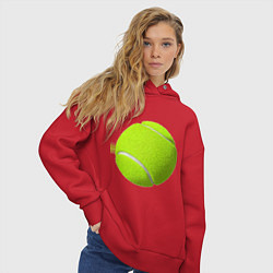 Толстовка оверсайз женская Теннис, цвет: красный — фото 2