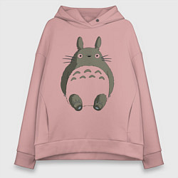 Толстовка оверсайз женская Тоторо с прозрачным пузиком, цвет: пыльно-розовый