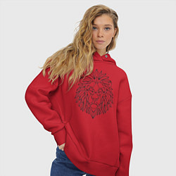 Толстовка оверсайз женская Геометрический Лев, цвет: красный — фото 2
