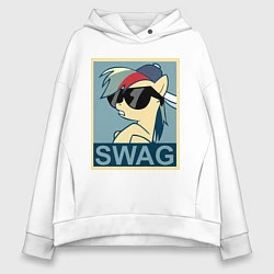 Толстовка оверсайз женская Rainbow Dash swag, цвет: белый