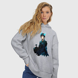 Толстовка оверсайз женская Синий экзорцист, цвет: меланж — фото 2