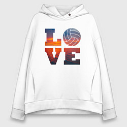Толстовка оверсайз женская LOVE Volleyball, цвет: белый