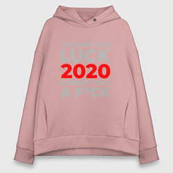 Толстовка оверсайз женская 2020 Pray For Luck, цвет: пыльно-розовый