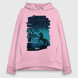 Толстовка оверсайз женская Конь, цвет: светло-розовый
