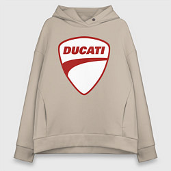 Толстовка оверсайз женская Ducati Logo Дукати Лого Z, цвет: миндальный