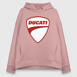 Толстовка оверсайз женская Ducati Logo Дукати Лого Z, цвет: пыльно-розовый