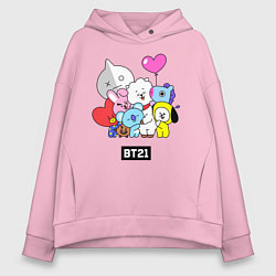 Толстовка оверсайз женская BT21, цвет: светло-розовый