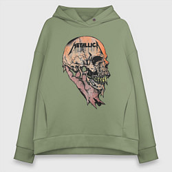 Толстовка оверсайз женская Metallica art 04, цвет: авокадо
