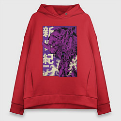 Толстовка оверсайз женская Evangelion Eva-01, цвет: красный