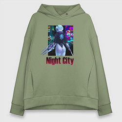Толстовка оверсайз женская Night City Nier: automata, цвет: авокадо