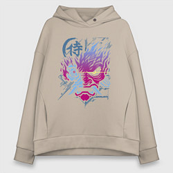 Толстовка оверсайз женская Cyberpunk 2077 Геометрия, цвет: миндальный