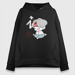 Толстовка оверсайз женская BTS sleep, цвет: черный