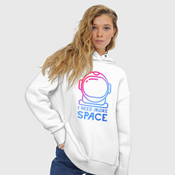 Толстовка оверсайз женская Космонавт, цвет: белый — фото 2
