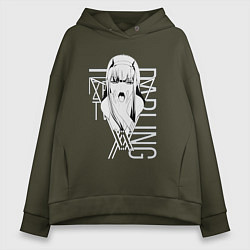 Толстовка оверсайз женская Zero Two, цвет: хаки