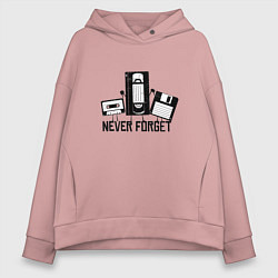 Женское худи оверсайз Never Forget Эпоха VHS