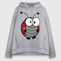 Толстовка оверсайз женская Удивленная божья коровка, цвет: меланж