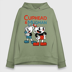 Толстовка оверсайз женская Cuphead & Mugman, цвет: авокадо