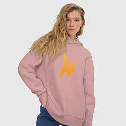 Толстовка оверсайз женская Protoss logo Orange, цвет: пыльно-розовый — фото 2