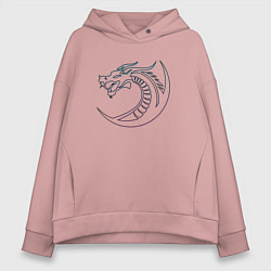 Толстовка оверсайз женская Скандинавский символ дракона, цвет: пыльно-розовый