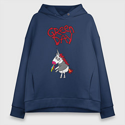 Толстовка оверсайз женская Green Day Unicorn, цвет: тёмно-синий