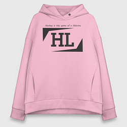 Толстовка оверсайз женская Hockey life HL logo, цвет: светло-розовый