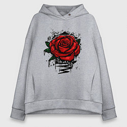 Толстовка оверсайз женская Красная Роза Red Rose, цвет: меланж