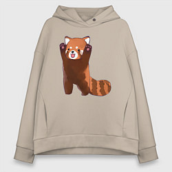 Толстовка оверсайз женская Нападение милой панды, цвет: миндальный