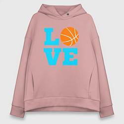 Толстовка оверсайз женская Love basketball, цвет: пыльно-розовый