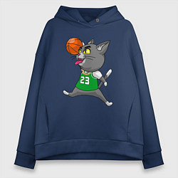 Толстовка оверсайз женская Jordan Cat, цвет: тёмно-синий