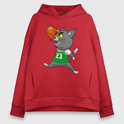 Толстовка оверсайз женская Jordan Cat, цвет: красный