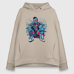 Толстовка оверсайз женская Cyberpunk Urban Man, цвет: миндальный