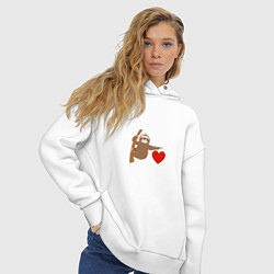 Толстовка оверсайз женская Я люблю ленивцев, цвет: белый — фото 2