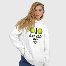 Толстовка оверсайз женская Я люблю теннис, цвет: белый — фото 2