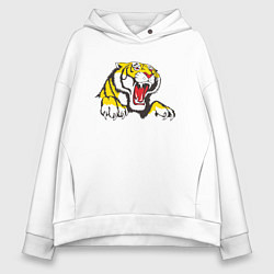 Толстовка оверсайз женская Тигр, цвет: белый