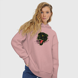 Толстовка оверсайз женская Голова пантеры, цвет: пыльно-розовый — фото 2