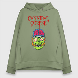 Толстовка оверсайз женская Cannibal Corpse Труп Каннибала Z, цвет: авокадо