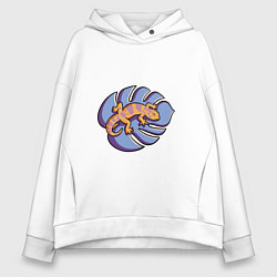 Толстовка оверсайз женская Cute reptille, цвет: белый