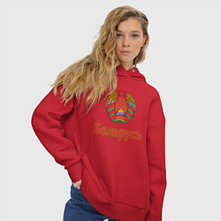 Толстовка оверсайз женская Беларусь, цвет: красный — фото 2