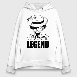 Толстовка оверсайз женская Луффи Легенда One Piece, цвет: белый