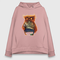 Толстовка оверсайз женская Замученный уставший, цвет: пыльно-розовый