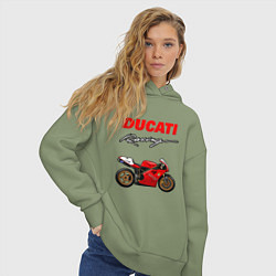 Толстовка оверсайз женская DUCATI ДУКАТИ MOTOSPORT, цвет: авокадо — фото 2