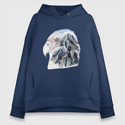 Толстовка оверсайз женская Орел и горы, цвет: тёмно-синий