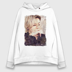 Толстовка оверсайз женская Задумчивый Чонгук, цвет: белый